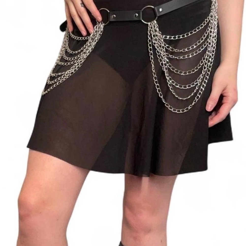 black mesh mini rave skirt